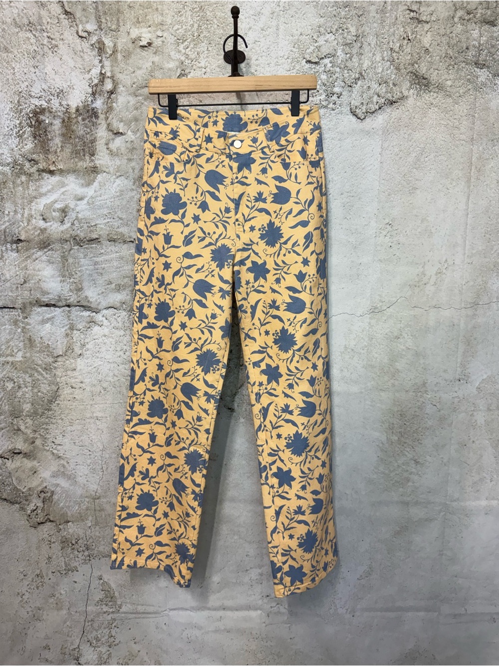 Women’s Floral Print Straight-Leg Pants - Yellow/Blue
